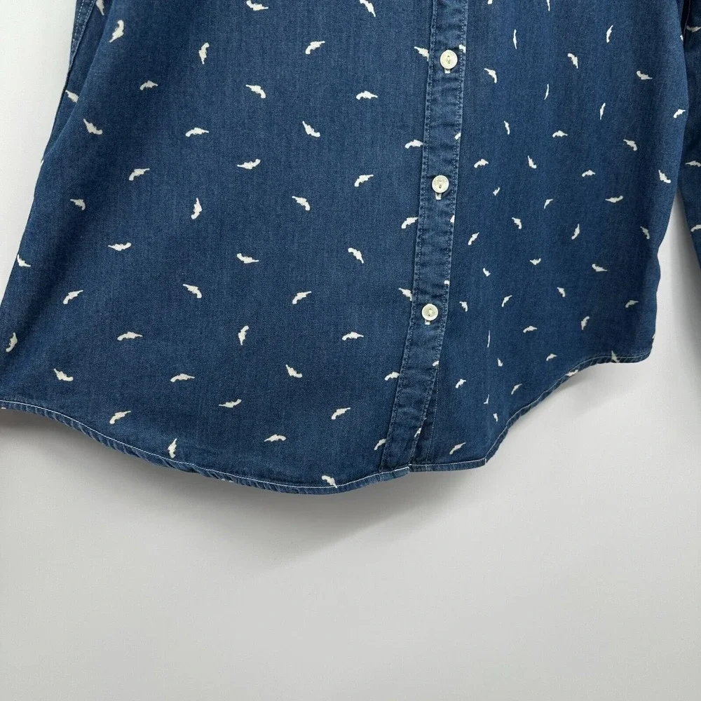 Maison Scotch Top Shirt Blouse Size 3‎ Large Blue Denim Long Sleeve Button Up - Picture 6 of 16